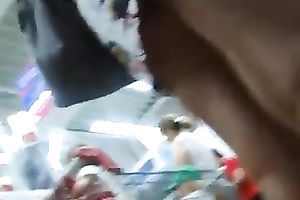 Milf lacking pants acquires caught on a voyeur's cam in a shop