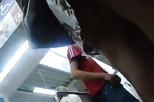 Milf lacking pants acquires caught on a voyeur's cam in a shop