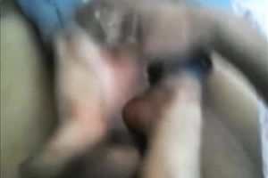 Lewd girlfriend of my buddy let him tape the way that babe used to giving footjob