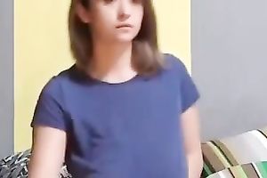 Sensational white hottie with massive natural billibongs disrobes on web camera