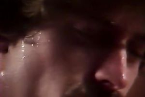 Sweaty moustached guy acquires excellent blowhob in sauna