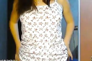 Pale skin web camera teen princess undresses and masturbates