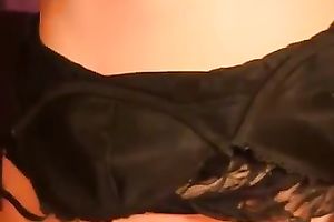 Light haired pretty MILF in lacy dark underware flashed her fine love tunnel