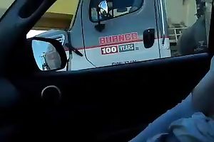 Appealing dilettante gal rubbing her twat with sex toy in a car