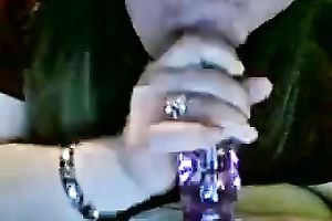 Nerdy non-professional livecam bitch licks a glossy plastic marital-device