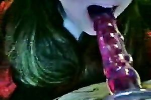 Nerdy non-professional livecam bitch licks a glossy plastic marital-device