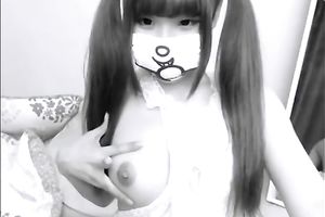 This pigtailed Asian web camera model makes me trickle and she is not camera shy