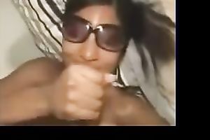 My pretty and sexy swarthy girlfriend in glasses receives facialized