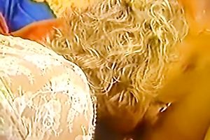 Wicked exotic lustful skank with blond milf on the daybed