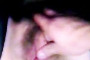 Fingering and jerking off my MILF's leaking moist hairy pussy