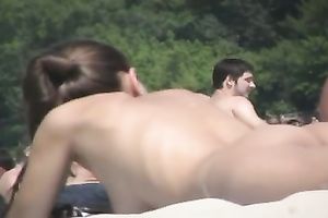 That chap had small brunette hair girlfriend on the in nature's garb beach