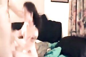 My ex-GF with black hot hair enjoys riding my strong 10-Pounder on top