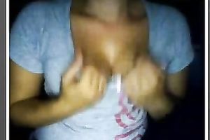 Sunburnt playful sweetie flashes her assets on web camera