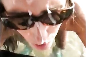 Nasty woman engulfing my weenie outdoor so this babe acquires huge facial