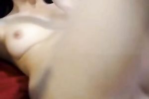 Really pallid dark brown nympho had a sex tool to tease her cookie a bit