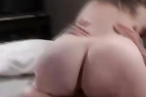 Fat slut with pink arse riding on top of the large chap