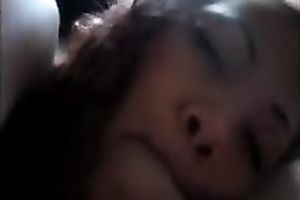 Busty sexy Asian girlfriend gobbles my dong in the morning