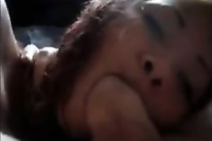 Busty sexy Asian girlfriend gobbles my dong in the morning