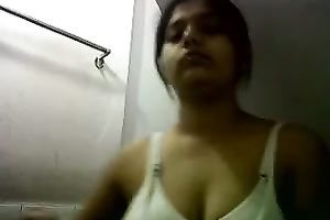 Dark haired dilettante Indian housewife was exposing her taut large love muffins