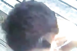 Amateur brunette sucks large ramrod standing on her knees on a pov camera