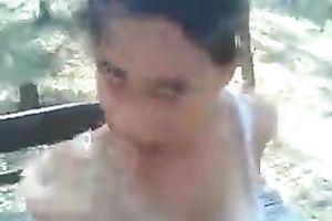 Amateur brunette sucks large ramrod standing on her knees on a pov camera
