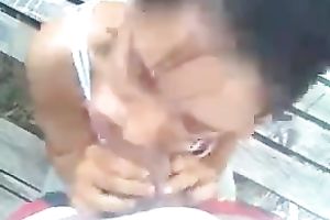 Amateur brunette sucks large ramrod standing on her knees on a pov camera