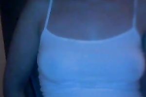 Webcam sweetheart showed off her constricted titties and fingered her pleasant snatch