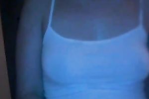 Webcam sweetheart showed off her constricted titties and fingered her pleasant snatch