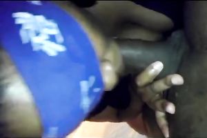 Trashy big beautiful woman ebon hoe with large lips sucks my bbc blindfolded