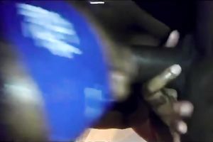 Trashy big beautiful woman ebon hoe with large lips sucks my bbc blindfolded