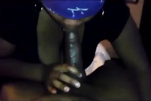 Trashy big beautiful woman ebon hoe with large lips sucks my bbc blindfolded