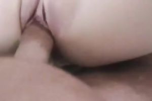 Pallid blonde haired black cock slut takes my inflexible dick in her shaved vagina