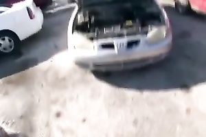 Cute redhead pays repair bill with her throat and pussy