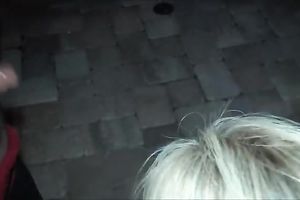 Playful cum hungry blondie gives a stout oral sex at the night party
