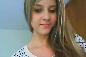 Light haired nasty cute legal age teenager happy with love melons a bit on webcam