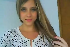 Light haired nasty cute legal age teenager happy with love melons a bit on webcam