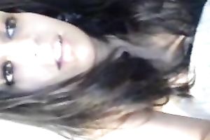 Hot dilettante brunette cutie on cam flashed her vagina