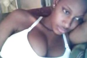 Black breasty nympho flashed me her astounding large pantoons
