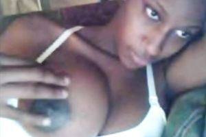 Black breasty nympho flashed me her astounding large pantoons