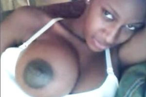 Black breasty nympho flashed me her astounding large pantoons