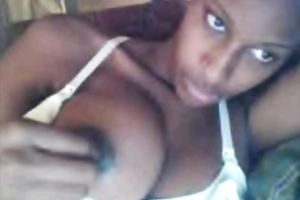 Black breasty nympho flashed me her astounding large pantoons