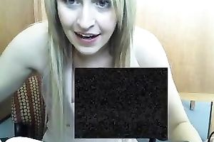 Awesome blonde haired webcam nympho was posing in her white reservoir top