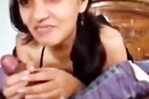 Attractive co-worker engulfing my large shlong deepthroat in non-professional episode