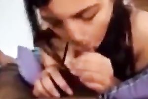 Attractive co-worker engulfing my large shlong deepthroat in non-professional episode