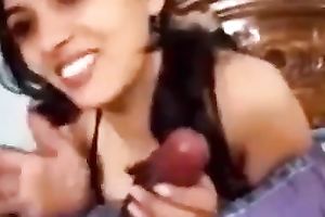 Attractive co-worker engulfing my large shlong deepthroat in non-professional episode