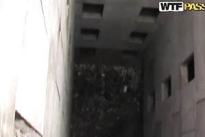 Amateur Russian pair having a walk outdoors on cold day