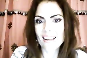 Wondrous black haired horny mother I'd like to fuck was fingering her own love tunnel for me