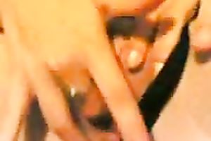 Light haired slut in dark nylons was willing to please her juicy wet crack