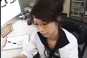 Horny Asian Italian office doxy getting lascivious at work