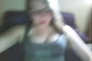 Slutty nerdy serious looking web camera gal bragged of her big boobies